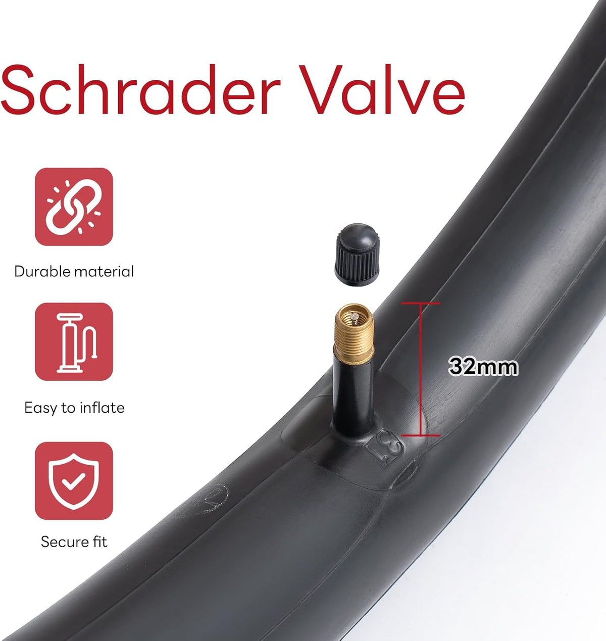 Reliable 18" Bike Tubes by [Brand Name] - Replacement Inner Tubes for City, Road, Kids & Mountain Cycling | AV32mm Schrader Valve (2 PCS)