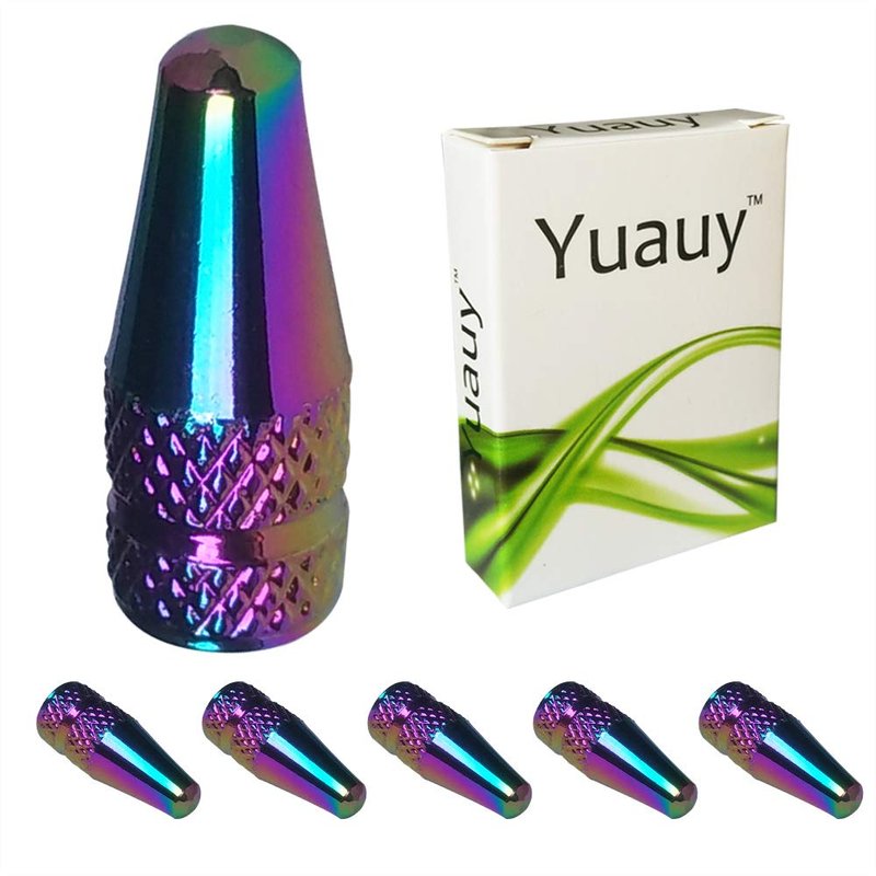 Yuauy 5 Pcs Fantasy Colorful MTB Presta Bike Bicycle Road Racing Coloured Metal Anodized Machined Aluminum Alloy Tire French Style Valve Cap Dust Covers