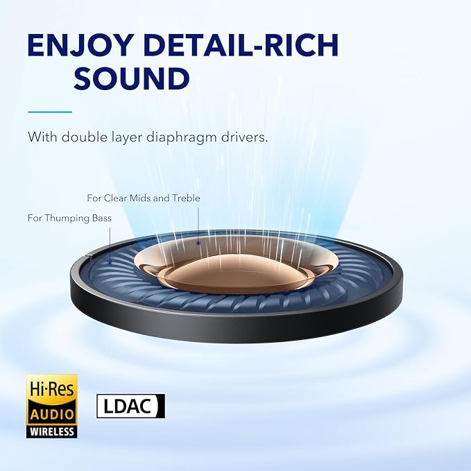 Soundcore by Anker Space A40 Adaptive Active Noise Cancelling Earbuds | Reduce Noise by Up to 98%, Ultra Long 50H Playtime, 10H Single Playtime, Hi-Res Sound, Comfortable Fit, Wireless Charge