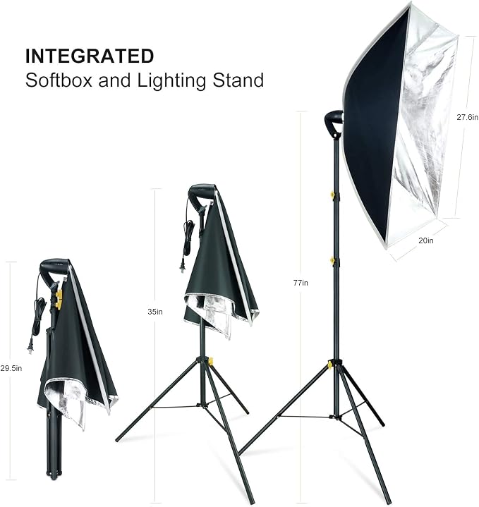 LINCO LED Softbox Photography Lighting Kit 20"x28" Professional Photography
