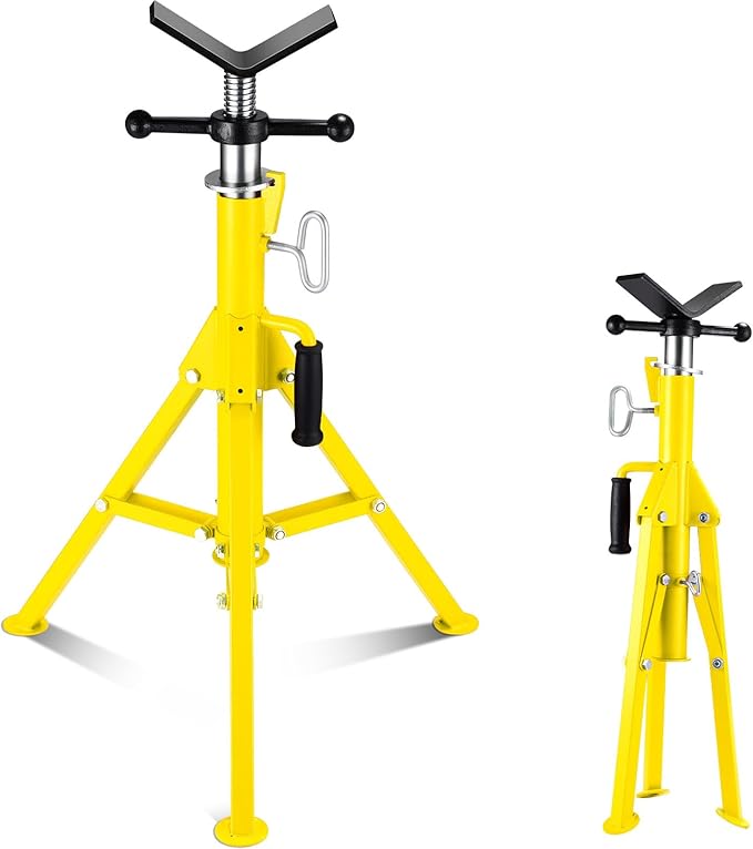 V Head Pipe Jack Stand, Heavy Duty Pipe Stand, 2500LB Jack Stands Carbon Steel with Portable Folding Legs 28-52 Inch Height Adjustable 1/8"-12" Capacity