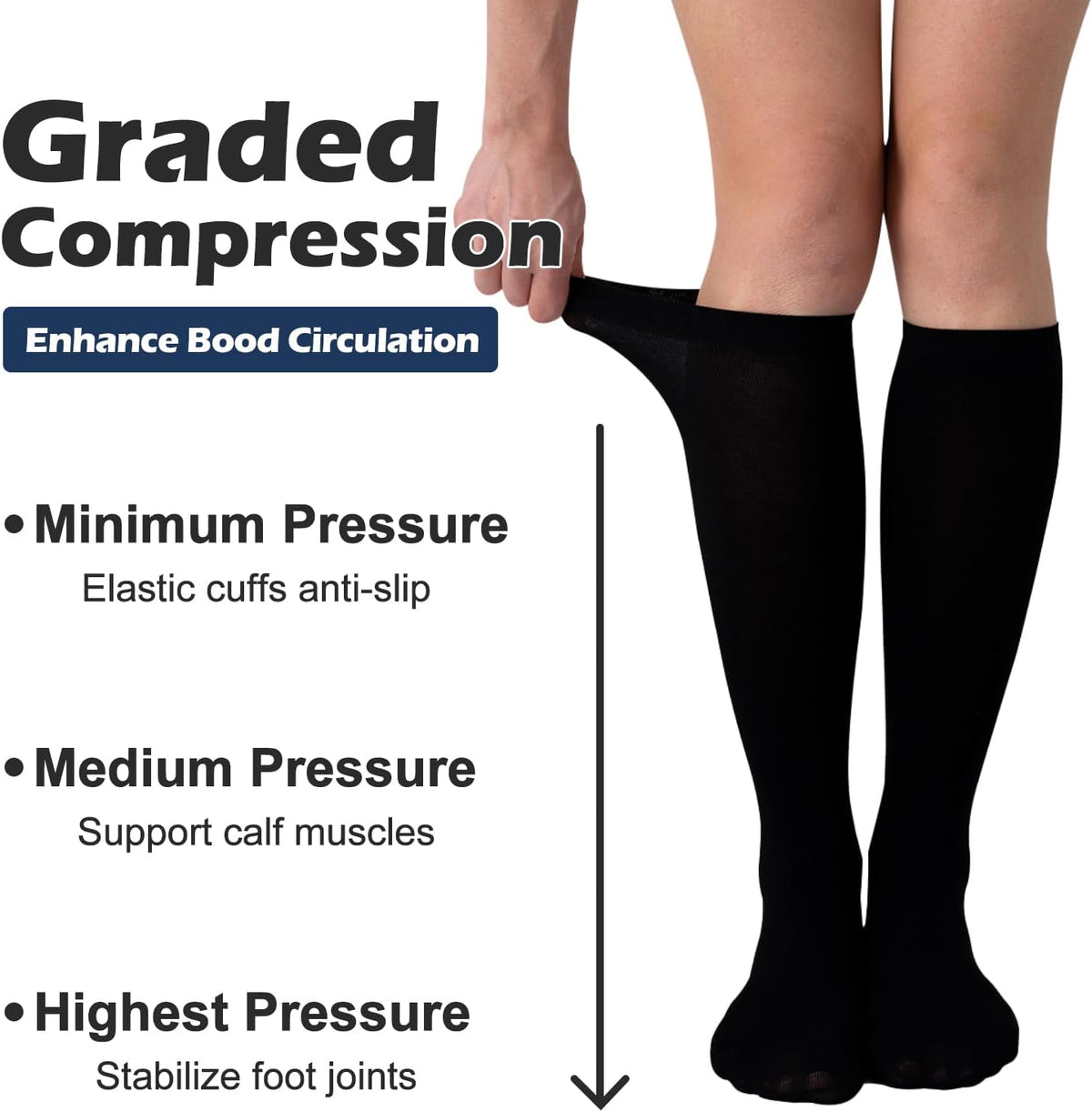 Skiennix Compression Socks - 20-30 mmHg Knee High Support for Athletic & Daily Wear | 3 Pairs