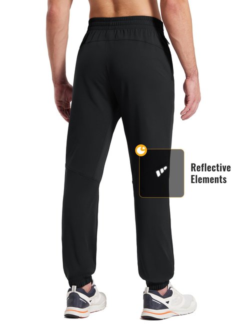 baleaf Men's Fleece Lined Joggers Winter Athletic Sweatpants Thermal Hiking Workout Running Pants with Zipper Pockets Black L