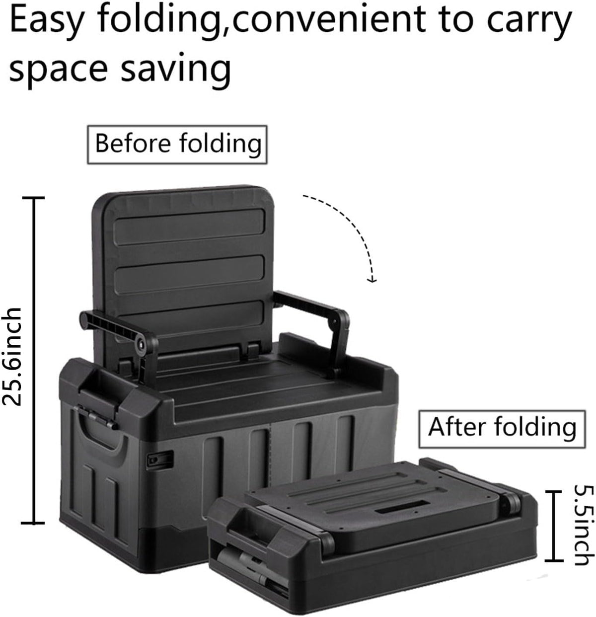 Versatile Foldable Seatable Car Organizer Box 60L Heavy Duty Storage Bins With Lids Trunk,Durable Plastic, Folding Camping Chairs (blue)