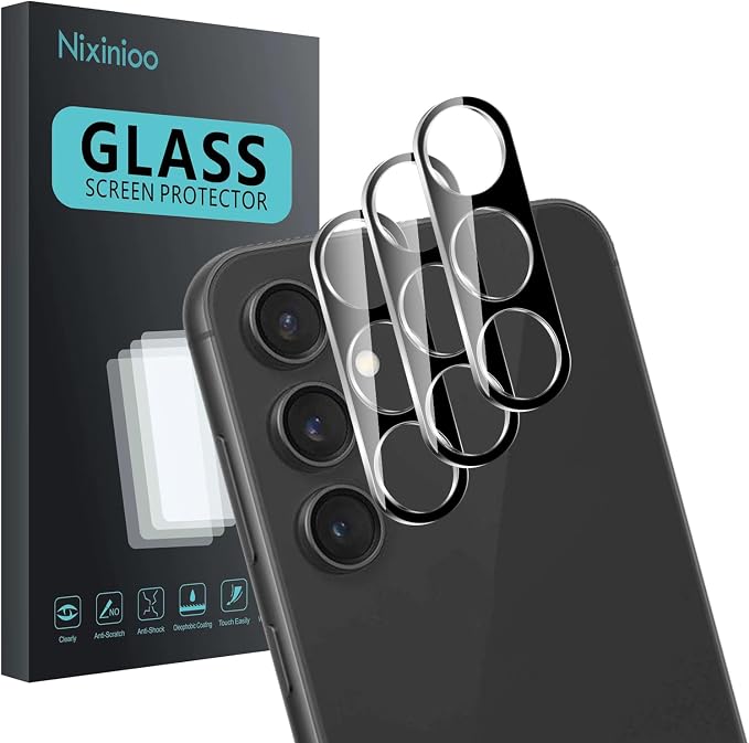 3 Pack Camera Lens Protector for Samsung Galaxy S23 Fe, Tempered Glass