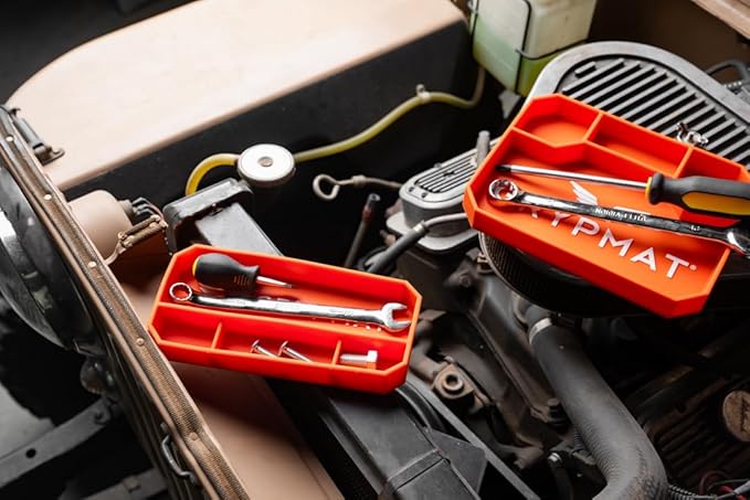 Grypmat Plus Grip Mat for Mechanics - Non-Slip Flexible Silicone Tool Tray - Tool Organizer for Tool Box - Magnetic-Free, Easy-to-Clean Tool Mat - Small, Gray