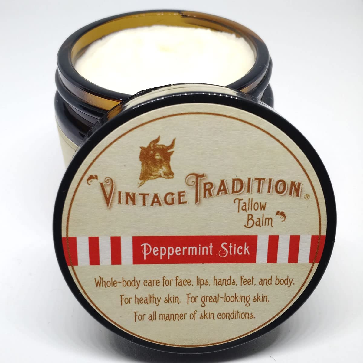 Vintage Tradition Beef Tallow All Purpose Balm - Healing, Hydrating Peppermint Oil Skin Care Salve Replaces Body Lotion, Hand Cr