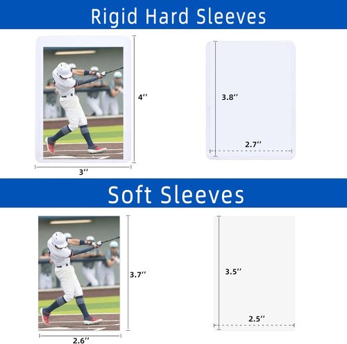 Arjiekwei 200 Card Sleeves - Premium Hard Plastic Protectors for Baseball & Football Cards | 3"X4" Size