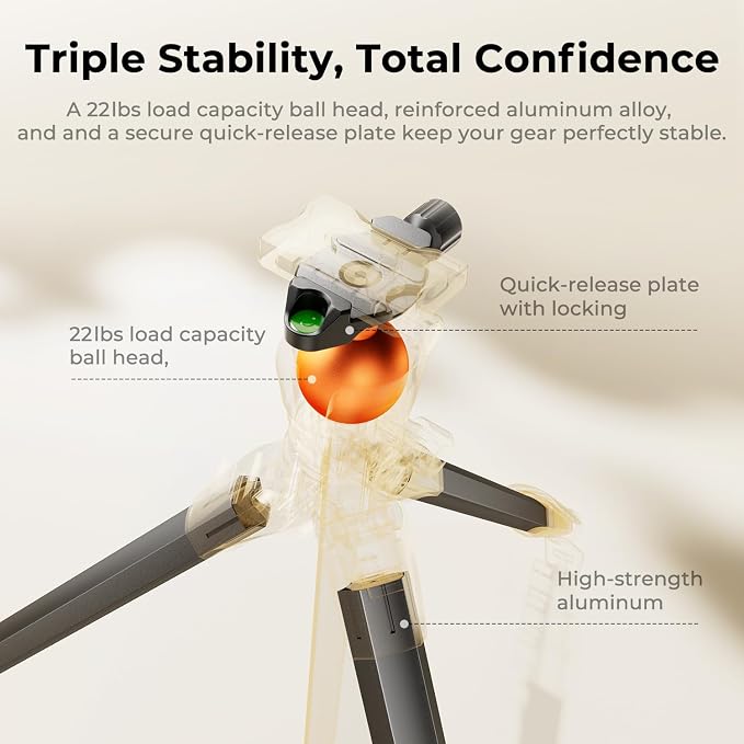 K&F CONCEPT 63" Aluminum Travel Tripod