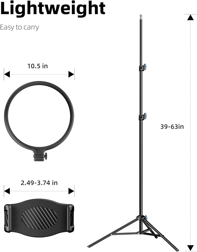Weilisi 10.5" Ring Light with 69" Tripod Stand and Phone Holder Kit,
