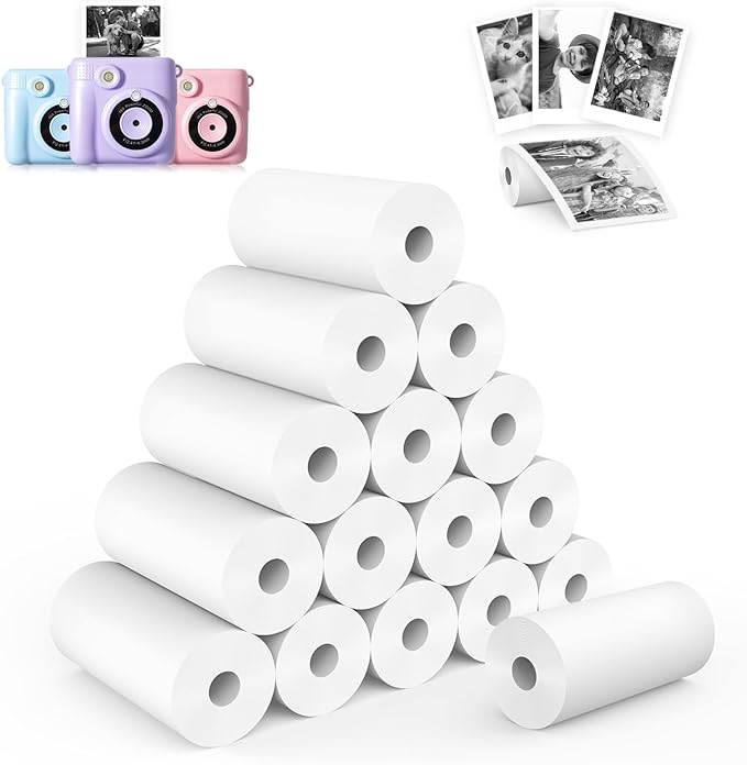 16 Rolls Kids Camera Instant Print Refill Paper Set, Phetium HD Printing