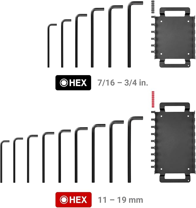 TEKTON Flat End Hex L-Key Set with Racks, 15-Piece (7/16-3/4 in., 11-19 mm) | KLX92301