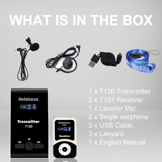 Retekess T130 Wireless Audio Tour Guide System, Translation Headphones