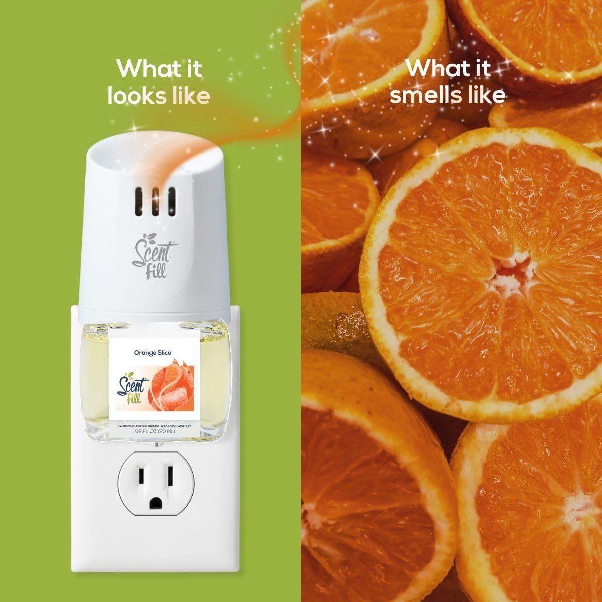 Scent Fill Orange Slice Plug in Air Freshener, Scented Oil Refills, 2 Refills + Diffuser