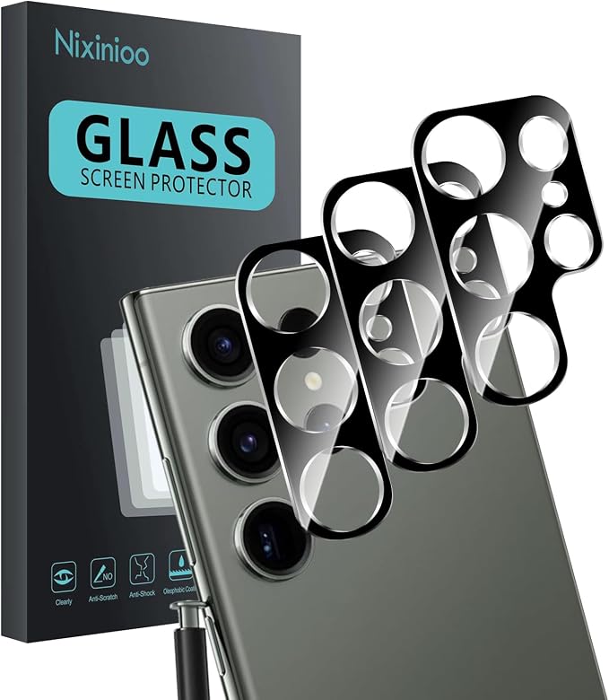 3 Pack Camera Lens Protector for Samsung Galaxy S23 Ultra, Tempered Glass