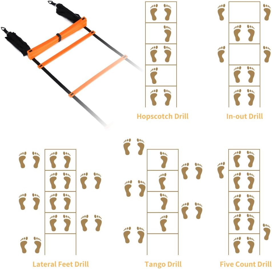 YISSVIC Agility Ladder - 20 Feet with 12 Adjustable Rungs & 10 Cones for Speed Training | Includes Carry Bag & Stakes