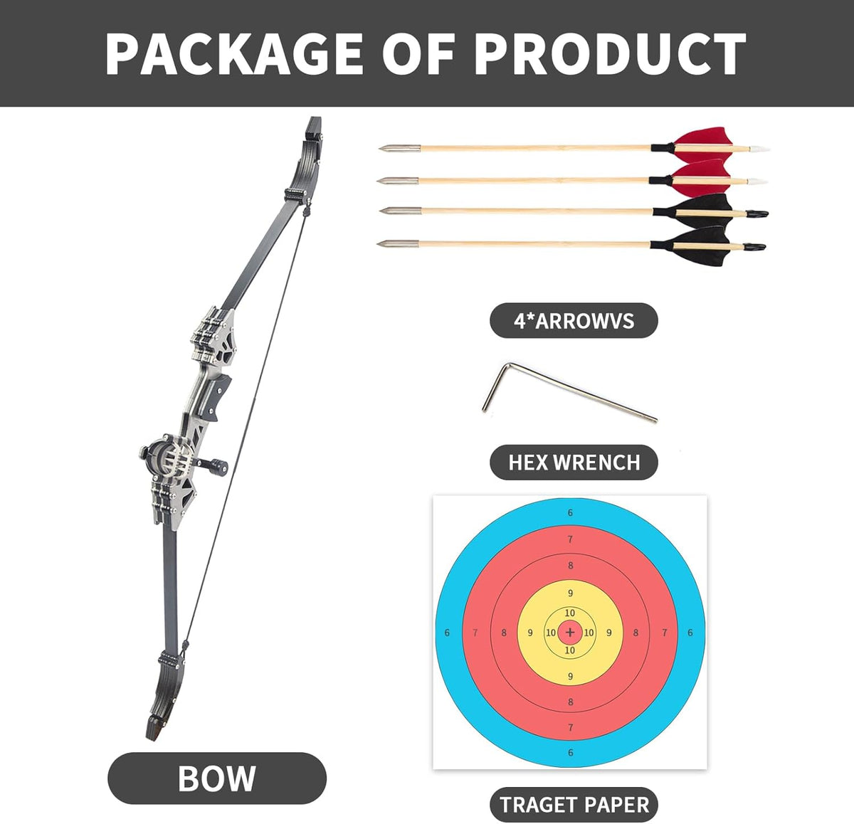 Skiennix Mini Compound Bow Set - 5.9"/7.2"/18.7" with Arrows | Left & Right Hand for Hunting & Practice