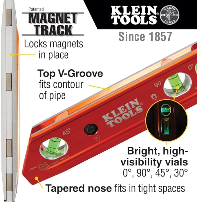 Klein Tools 935RBLT Level (9-Inch) and 70550 Hex Wrench Key Set