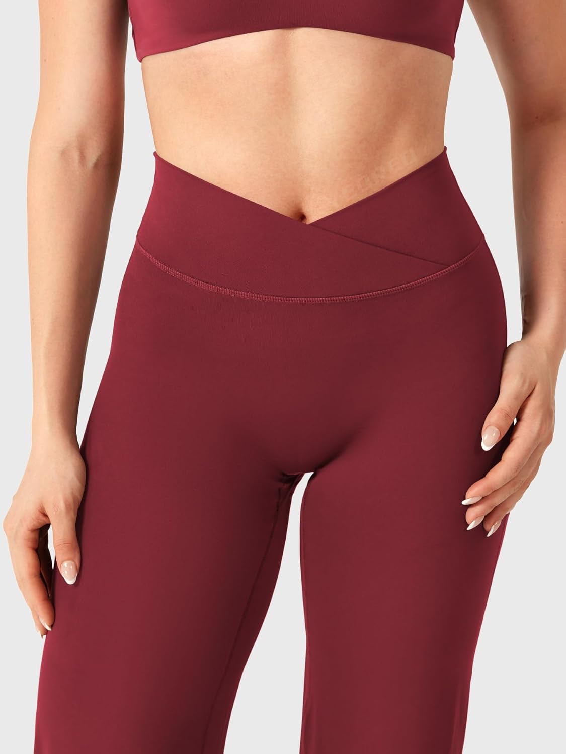 YEOREO High Waist Crossover Leggings - No Front Seam Soft Yoga Pants for Women | 31.5" Length