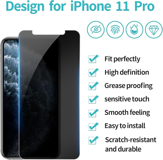 PEHAEL 3+3Pack for iPhone 11 Pro Privacy Screen Protector