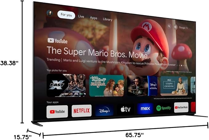 Sony BRAVIA 9 K75XR90 75 Inch 4K HDR Smart QLED Mini-LED TV (2024) Bundle with Deco Gear 4K HDMI 2.0 Cable w/Pure Copper Conductors x2 & CPS Exclusive 50 Month Protection Pack (BEACH-CPS-504000)