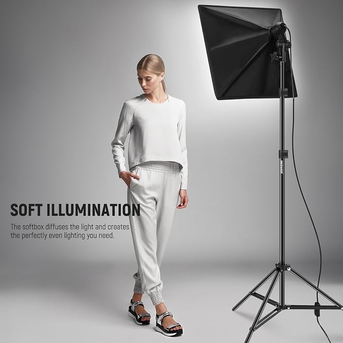 NEEWER 350W Equivalent Softbox Lighting Kit, 5700K LED Light Bulb, 24x24 inches