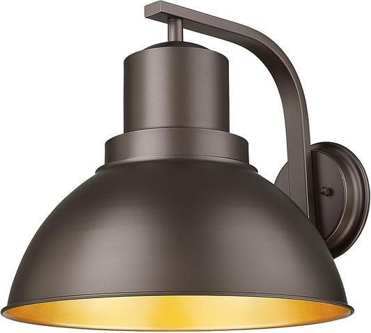 zeyu Large Barn Sconce Wall Lighting, 16'' Bronze Wall Sconce Lamp, Metal Dome Shade in Oil Rubbed Bronze Finish, ZY24-1W-L ORB