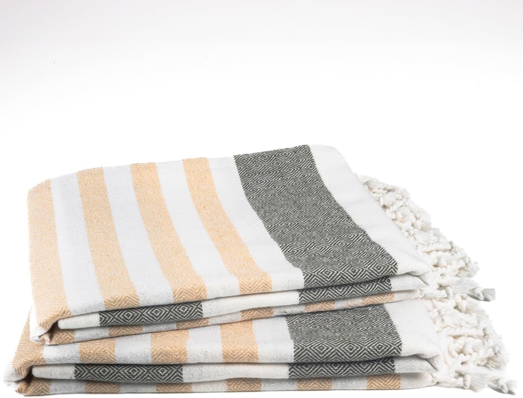 Skiennix Oversized Cotton Turkish Beach Towels - Extra Large Quick Dry & Absorbent | 36"x72" (Sage & Sand, 2 Pack)