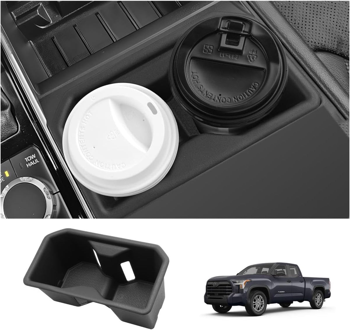 LUWU Center Console Cup Holder Compatible with 2022 2023 2024 2025 2026 2027 Toyota Tundra Accessories Center Console TPE Cup Holder Insert Tundra 2027 Accessories