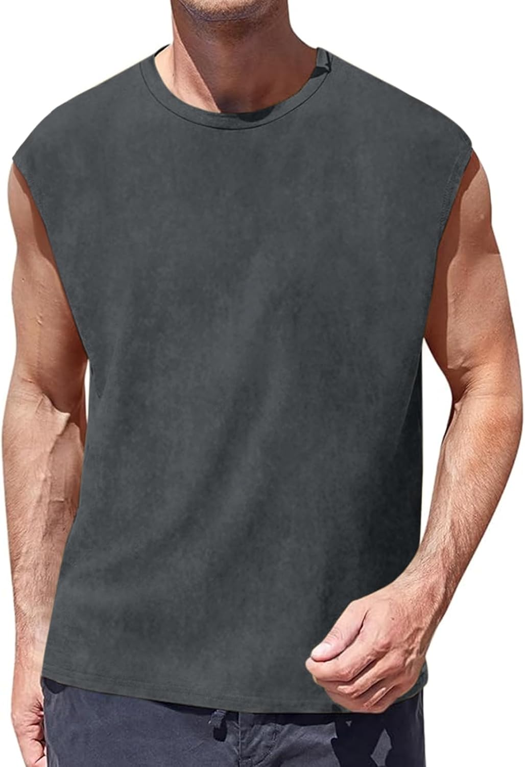 Wrenpies Men's Cotton Workout Tank Top - Sleeveless Acid Wash Muscle Tee for Gym & Beach