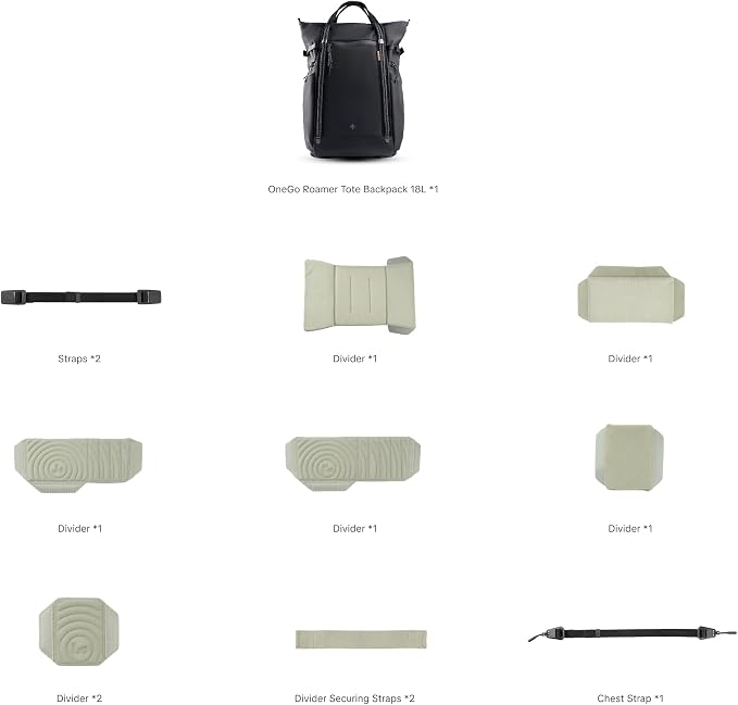 PGYTECH OneGo Roamer Tote Camera Backpack, 18L Water-Resistant Dual Carry Tote
