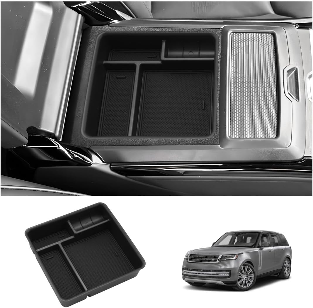 LUWU R Ange R Over Center Console Organizer Compatible with 2023 2024 2025 Land Rover R Ange R Over Vogue/Sport Accessories Armrest Console Organizer Armrest Organizer Insert Tray (w/o Refrigerator)