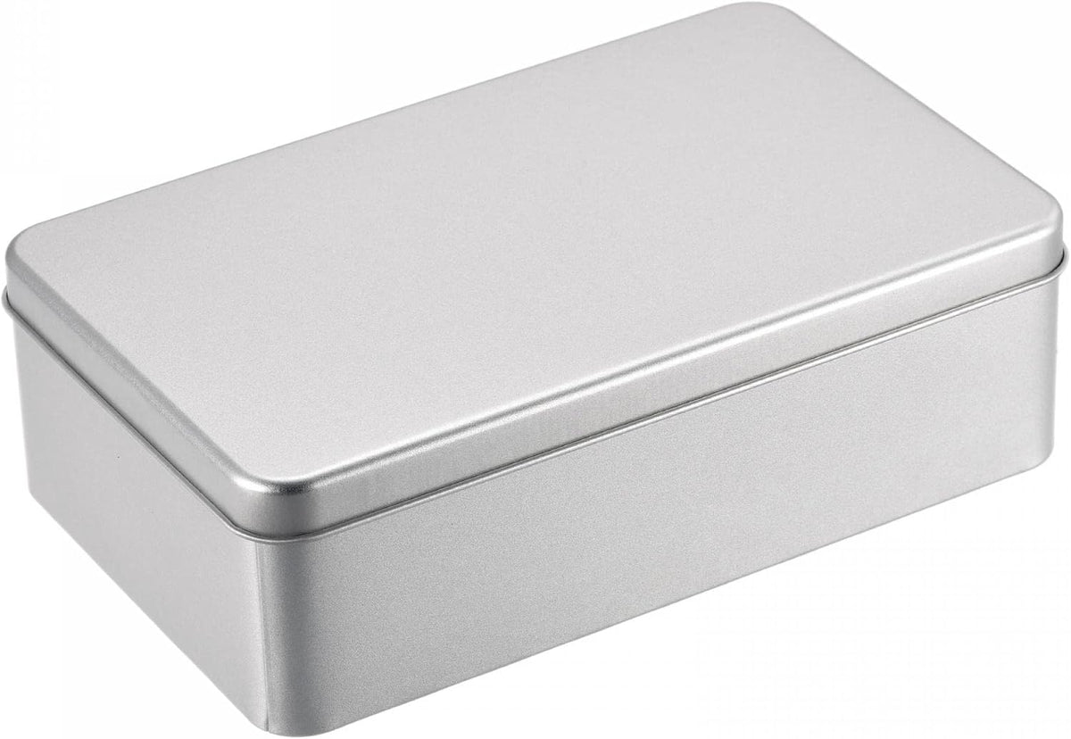 uxcell Metal Tin Box, 7.09" x 4.33" x 2.17" Rectangular Empty Tinplate Containers with Lids, Silver Tone, for Home Organizer, Candles, Gifts, Car Keys, Crafts Storage