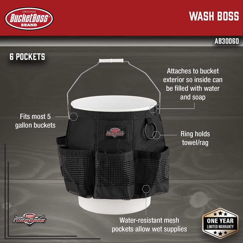 Bucket Boss 5 Gallon Bucket Car Wash Organizer with Seat Small Parts Storage for Bucket