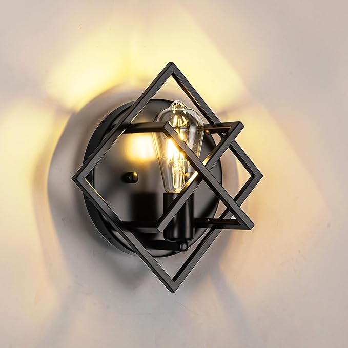 Farmhouse Wall Sconce with Black Finish,Rustic Wall Sconces Indoor Wall Light Fixtures 11.3in for Stairway, Living Room, Bedroom, Bathroom (1 Light,E26 Base, No Bulbs,1 Pack)
