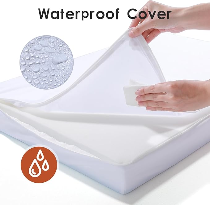 Chew Proof Dog Bed, 3" Memory Foam Dog Bed for Small and Medium Dogs, Removable and Washable Microsuede Cover, Waterproof Liner, Nonskid Bottom, 30x20 Inches S Khaki
