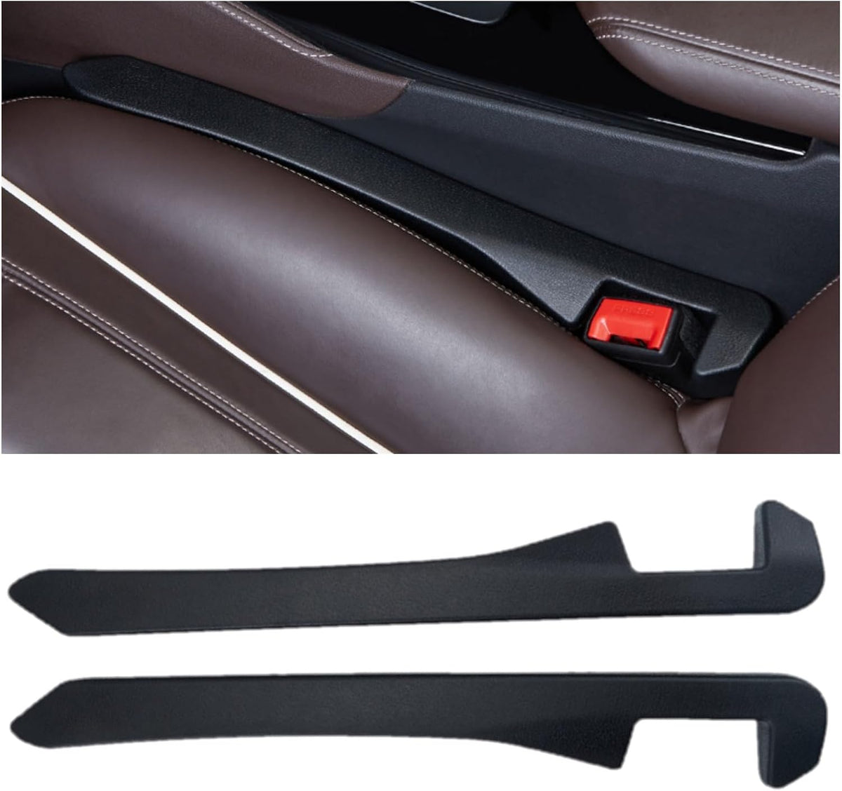 Car Seat Gap Filler Universal Fit Orgaziner for Car, SUV, Truck to Fill The Gap Between Side Seat and Console Stop Cellphone, Wallet, Keys, Coins from Dropping, 2 Pack (Black)