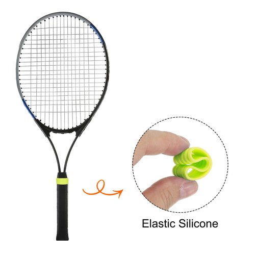 MECCANIXITY Tennis Racket Silicone Racquet Grip Ring Racket Band Rubber Ring Non Slip Absorbent Overgrip in Place for Badminton Squash Handle, Yellow 15Pcs