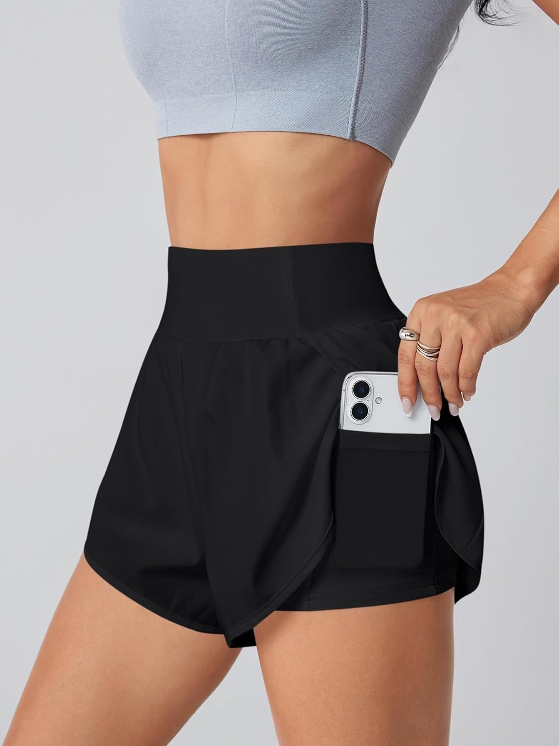 Skiennix Women's High-Waisted Athletic Running Shorts - 3" Dolphin Gym Shorts with Pockets