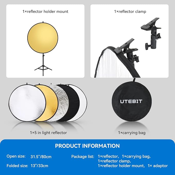 UTEBIT 31 Inch Light Reflector Stand Kit