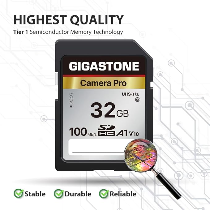 【5-Years Data Recovery】 GIGASTONE 32GB SD Card, Camera Pro, UHS-I A1 V10 SDHC