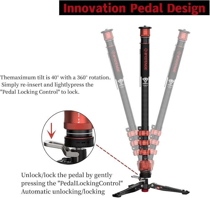 IFOOTAGE Cobra 3 C180F-P Carbon Fiber Video Monopod