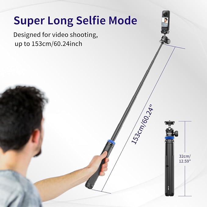 Kaitezenz Selfie Stick Tripod for Gopro Camera, Portable Lightweight Camera