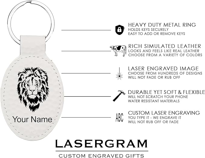 LaserGram Oval Keychain, Golf Ball, Personalized Engraving Included (Golf White)