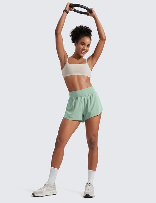 CRZ YOGA High Waisted Running Shorts - Comfy Mesh Liner for Women | Quick Dry, 3-Inch Length