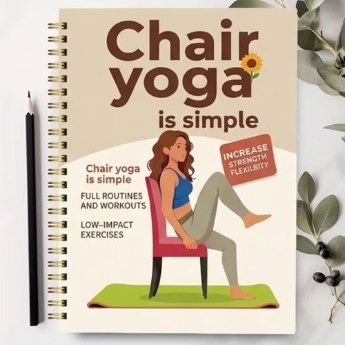 30-Day Chair Yoga Guide by [Brand Name] - 60 Beginner Workouts for Weight Loss & Flexibility | Spiral Bound, 5.5x8.3 Inch, Beige