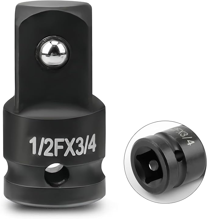 1/2" Drive (Female) x 3/4" (Male) Impact Socket Adapter, CR-MO Steel, Compatible with Air Impact Wrenches, Breaker Bars, Ratchets