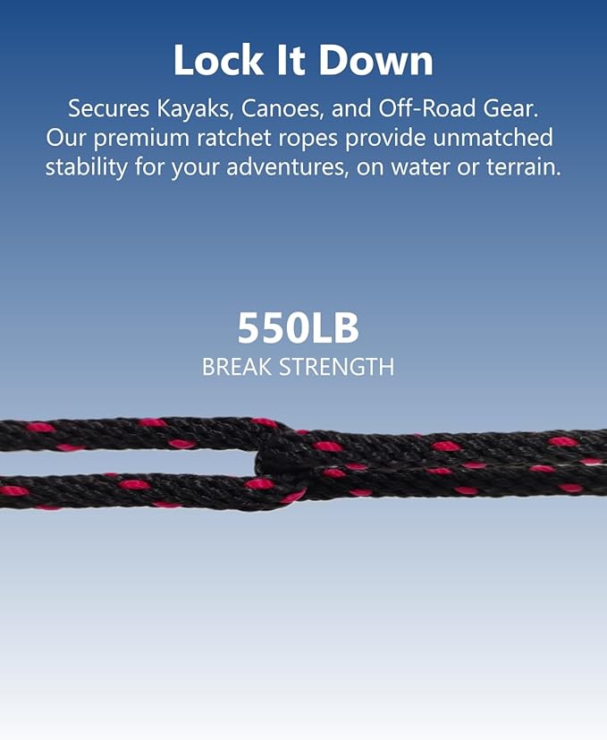 1/4" Adjustable Tie Down Ratchet: 2 Pack of Durable Rope Adjuster - Mini Ratchet Straps for Truck Roof Racks