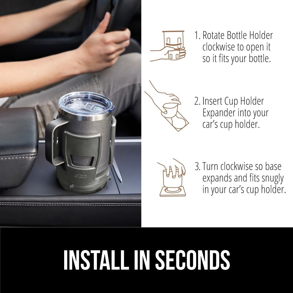 GORILLA GRIP Patent Pending Adjustable Car Cup Holder Expander, Gray