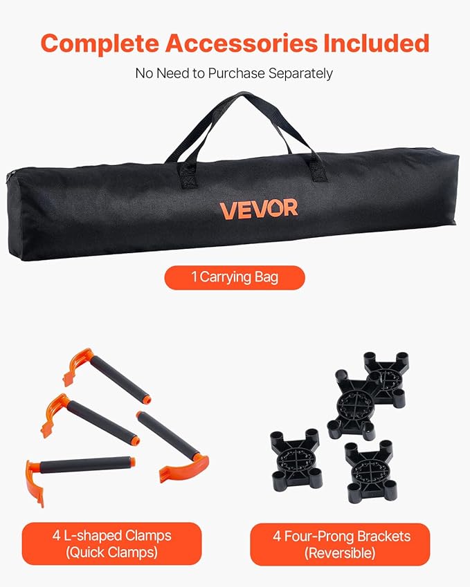 VEVOR Portable Folding Workstand, 4.15 x 2.18 ft Collapsible Workbench, 2500 lbs Weight Capacity, No Assembly Foldable Work Stand with Storage Bag, Table Top NOT Included, for Garage Workshop Outdoor
